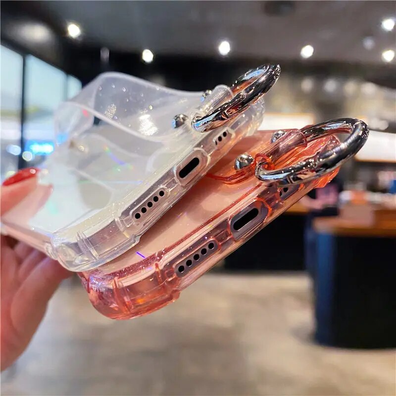Shiny Clear Case + Wrist Strap