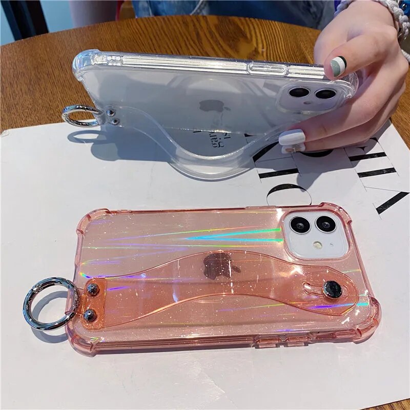 Shiny Clear Case + Wrist Strap