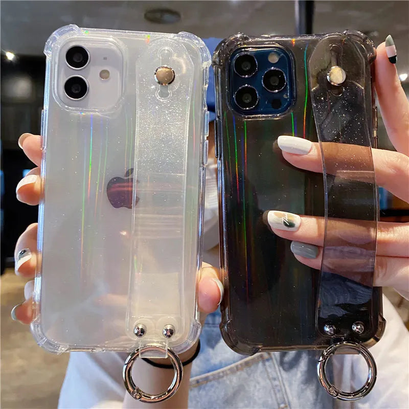 Shiny Clear Case + Wrist Strap