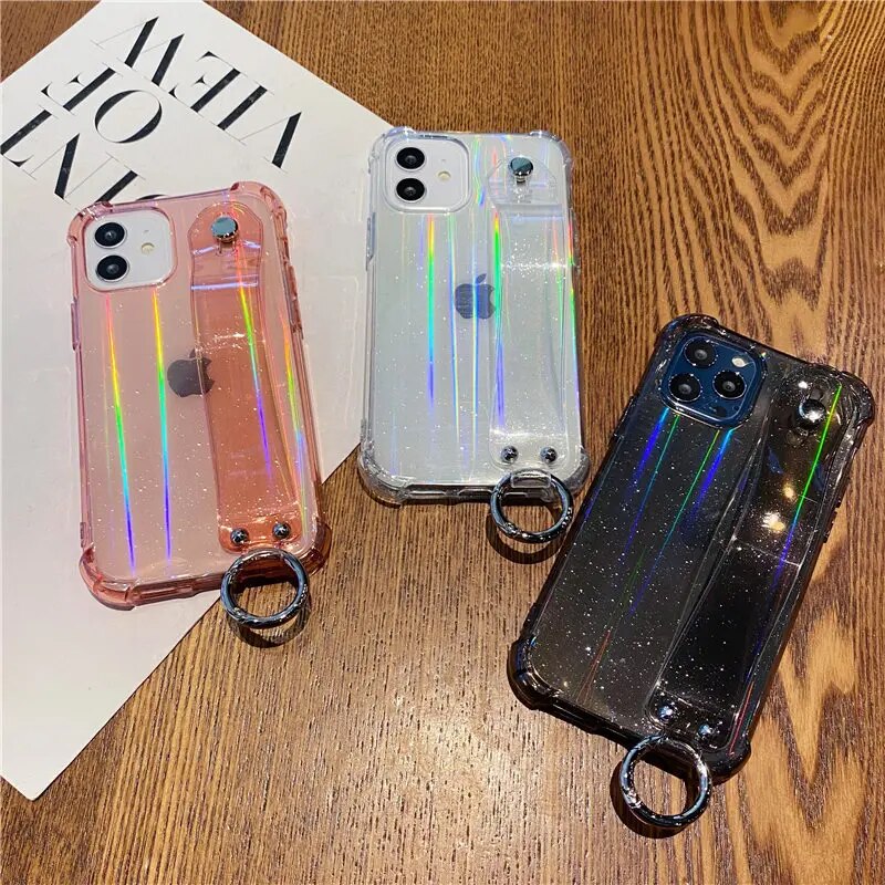 Shiny Clear Case + Wrist Strap