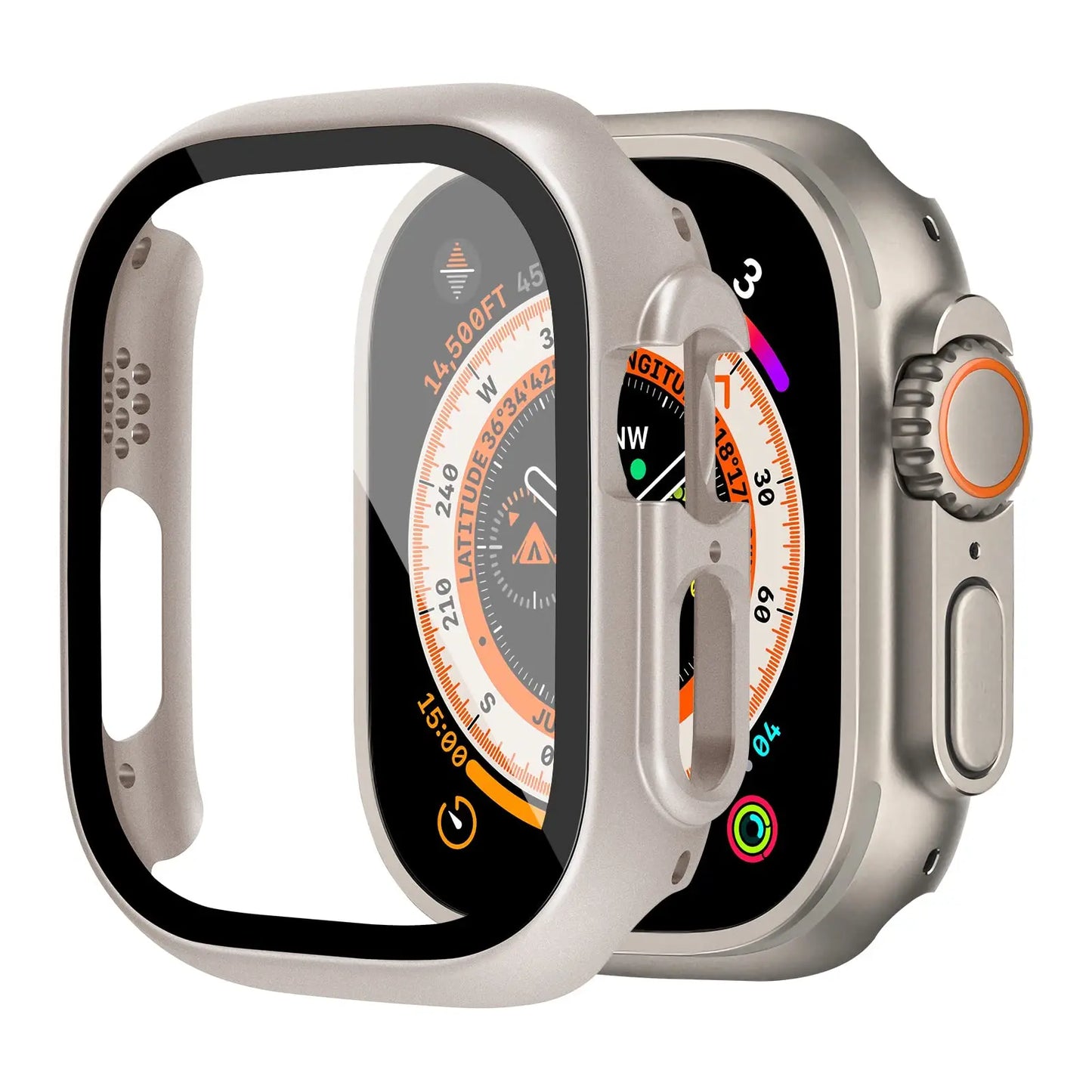 Shockproof PC Case with Tempered Glass for Apple Watch