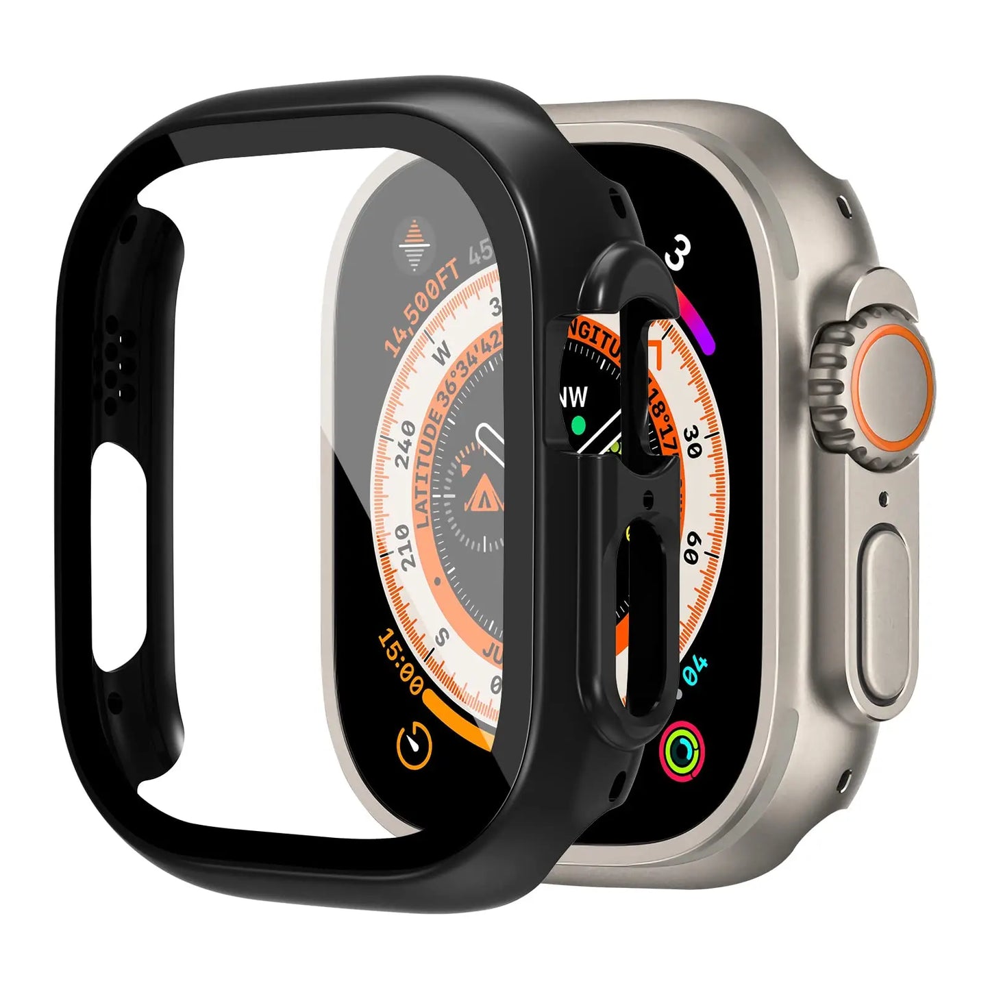 Shockproof PC Case with Tempered Glass for Apple Watch