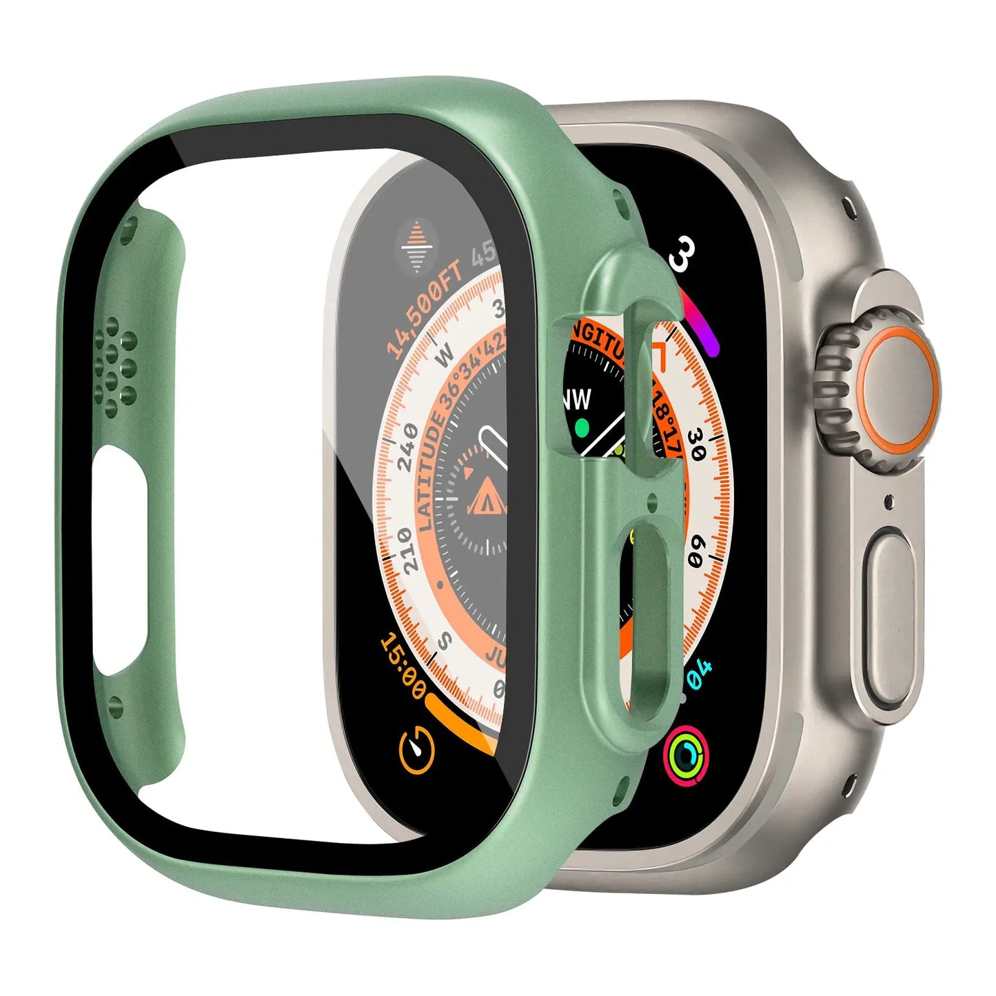 Shockproof PC Case with Tempered Glass for Apple Watch