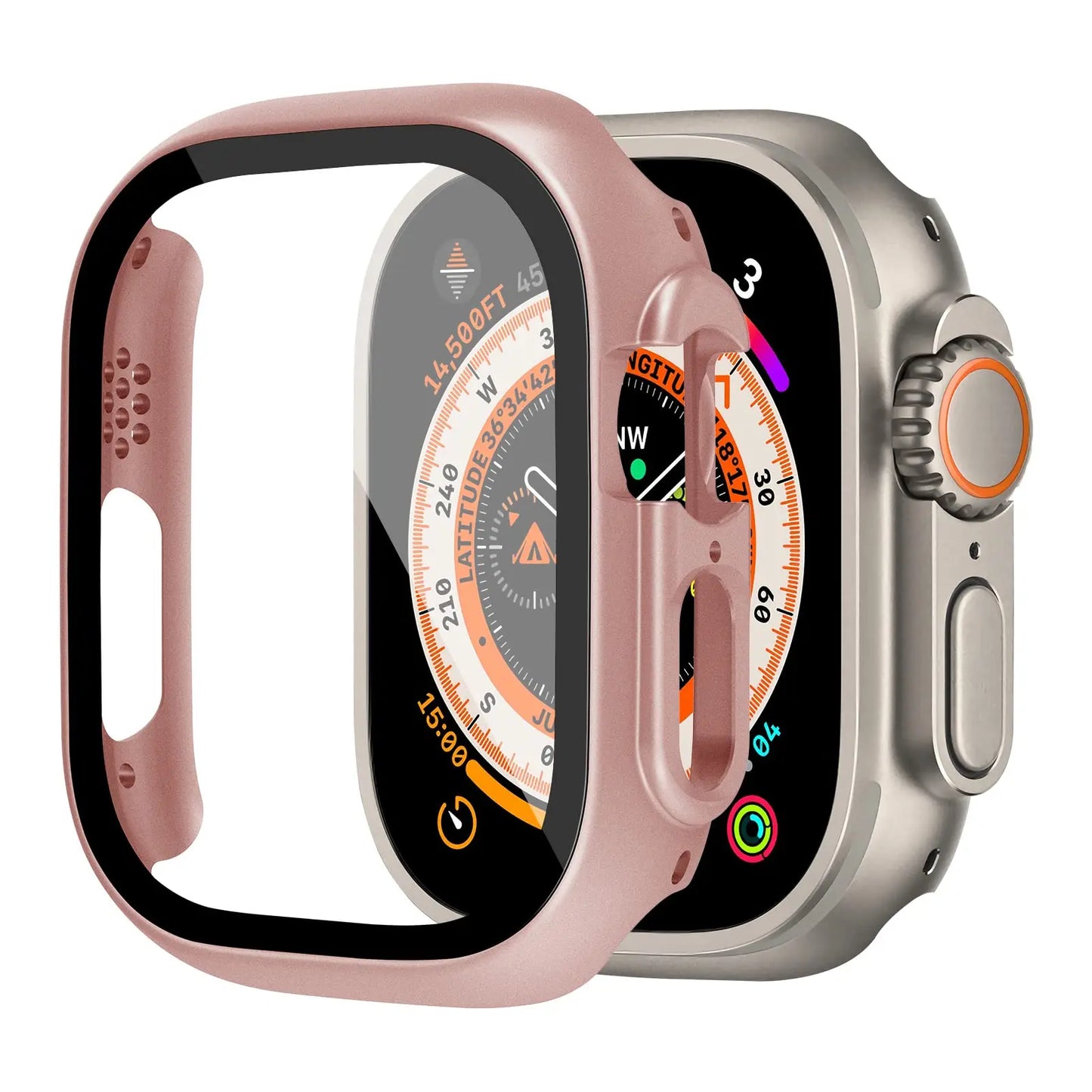 Shockproof PC Case with Tempered Glass for Apple Watch