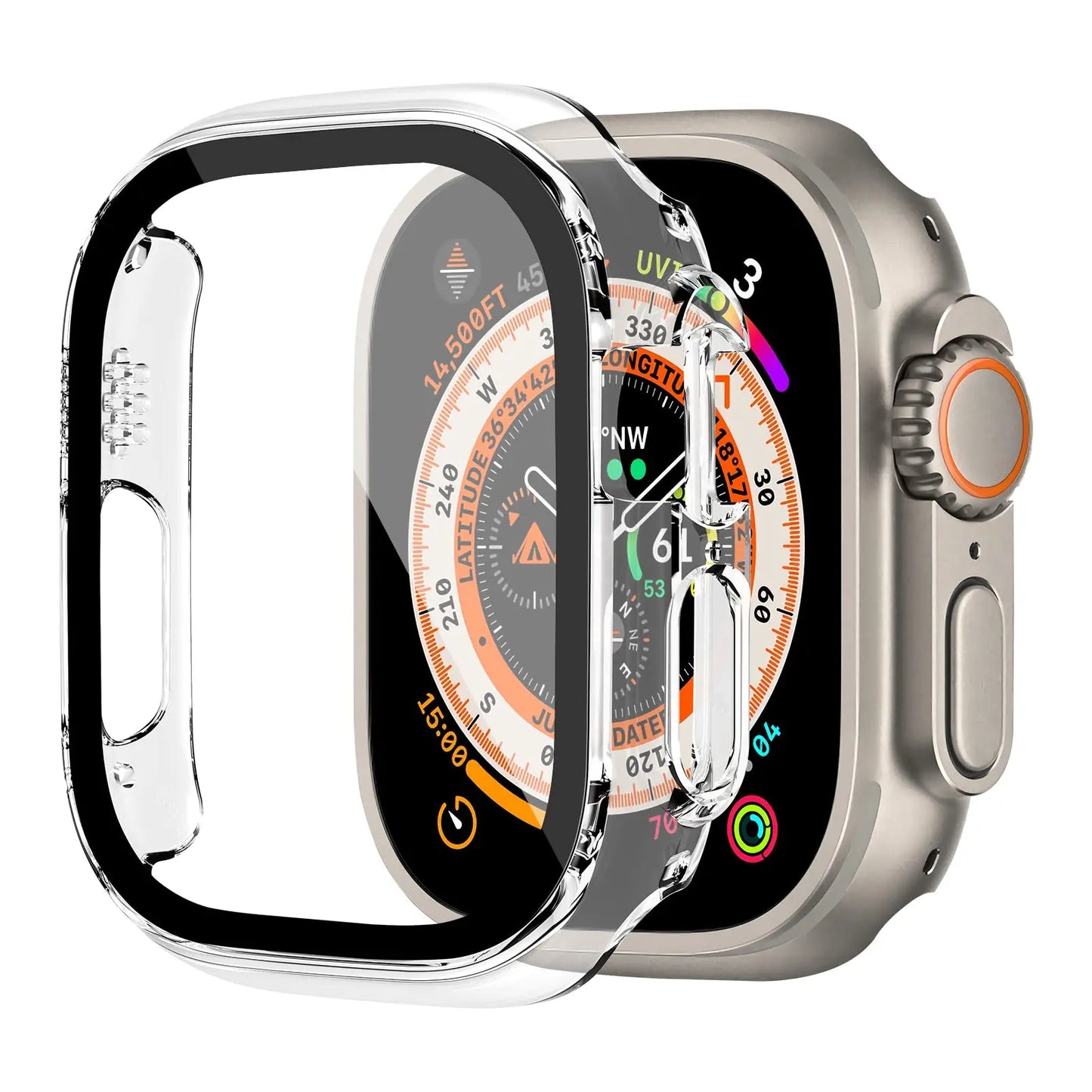 Shockproof PC Case with Tempered Glass for Apple Watch
