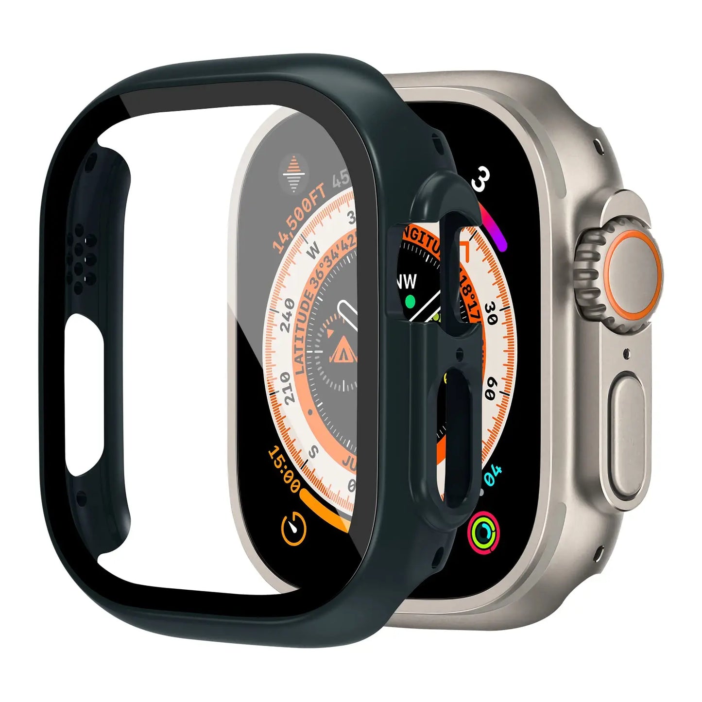 Shockproof PC Case with Tempered Glass for Apple Watch