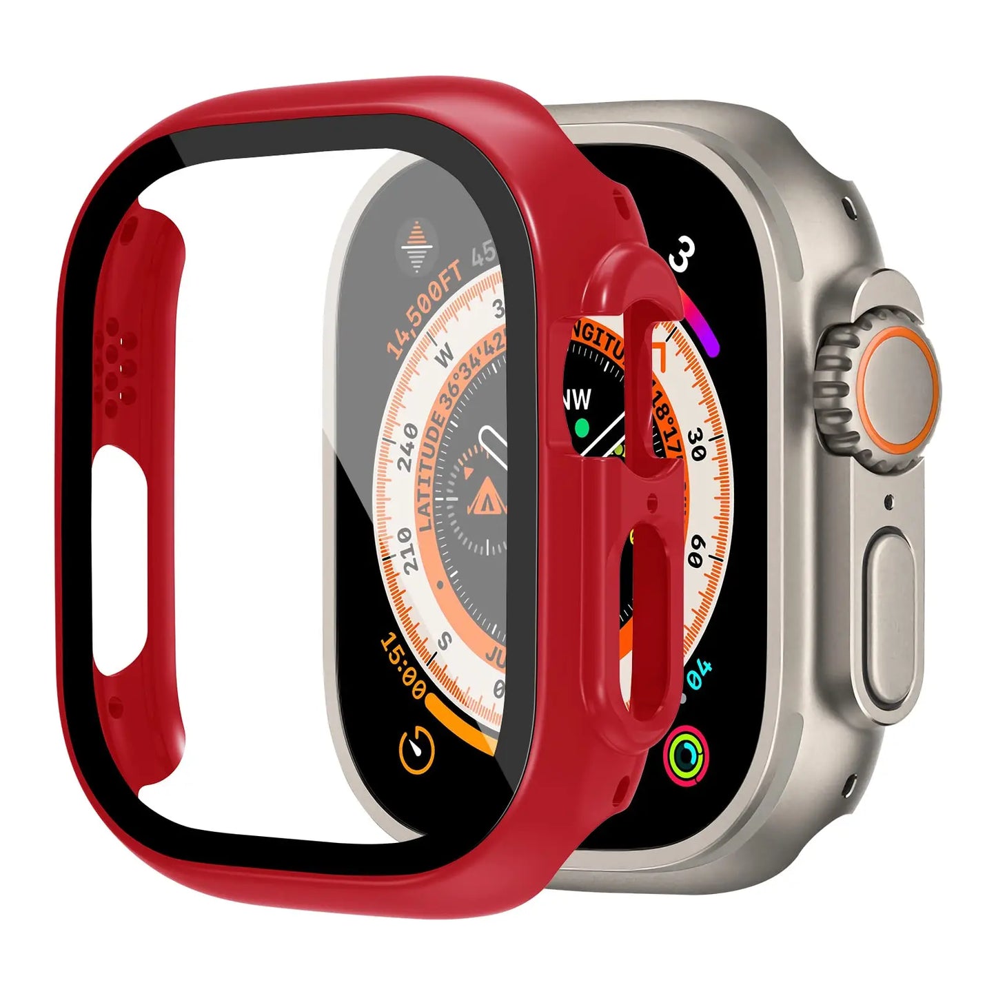 Shockproof PC Case with Tempered Glass for Apple Watch