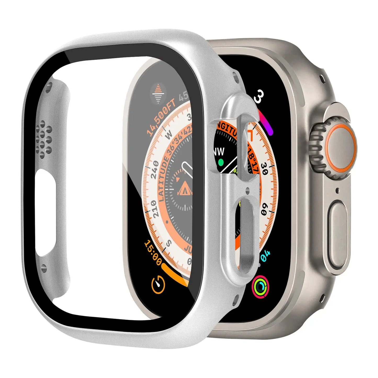 Shockproof PC Case with Tempered Glass for Apple Watch