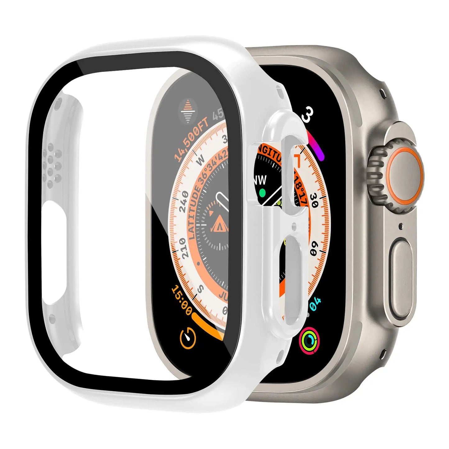 Shockproof PC Case with Tempered Glass for Apple Watch