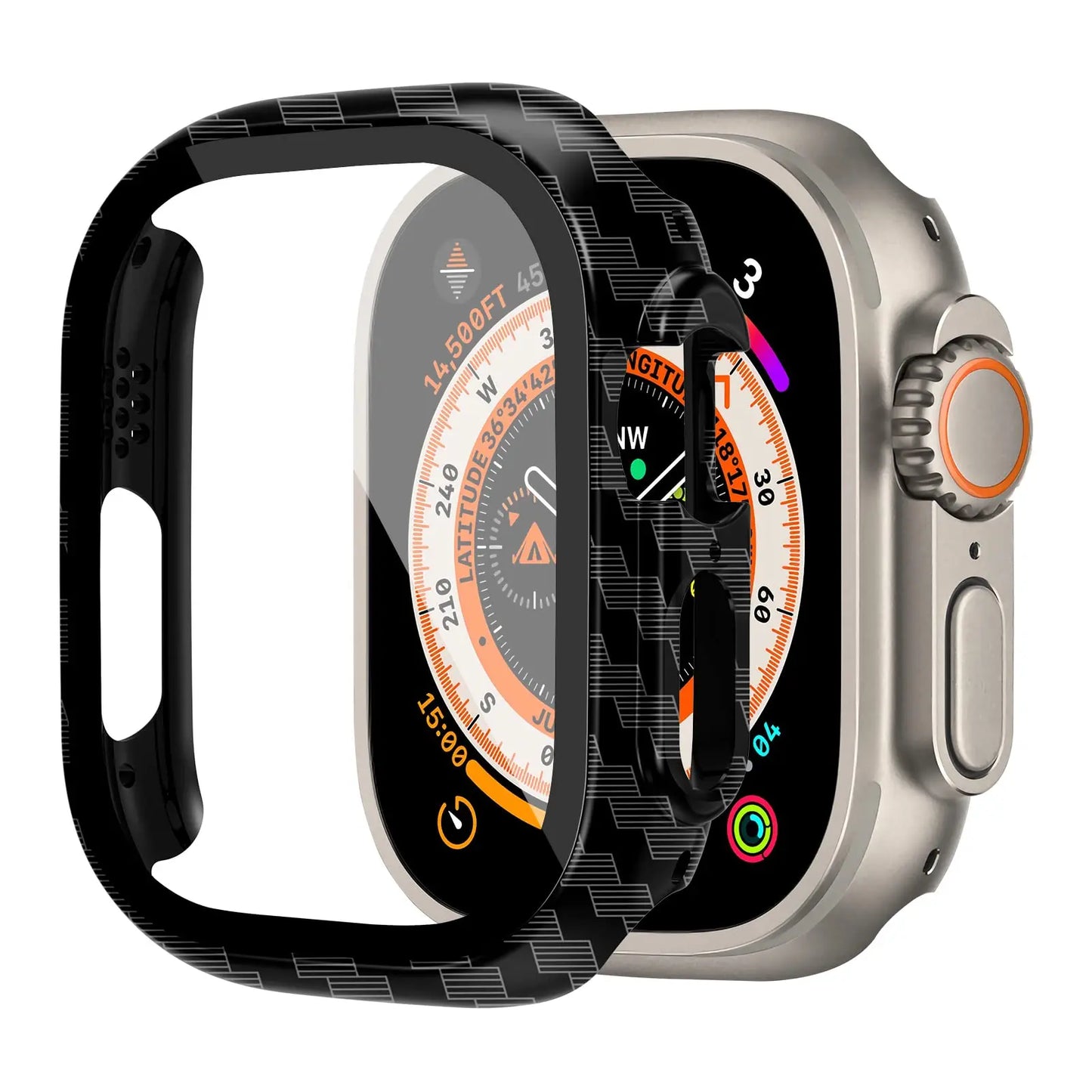 Shockproof PC Case with Tempered Glass for Apple Watch