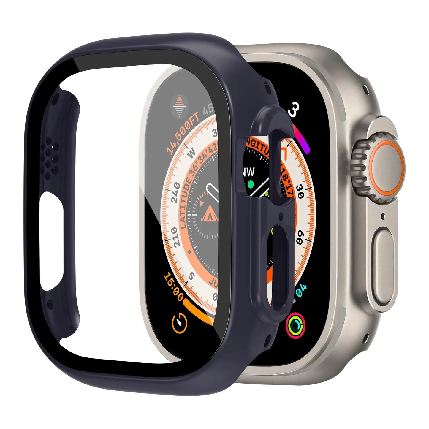 Shockproof PC Case with Tempered Glass for Apple Watch