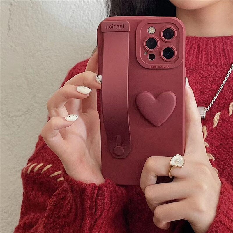 3D LoveHeart Case + Wrist Strap