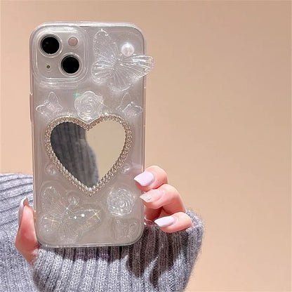 3D Butterfly + Mirror LoveHeart Case