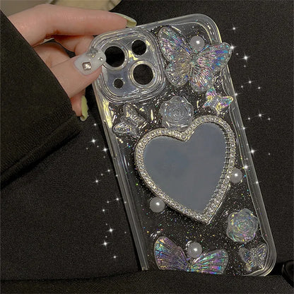 3D Butterfly + Mirror LoveHeart Case