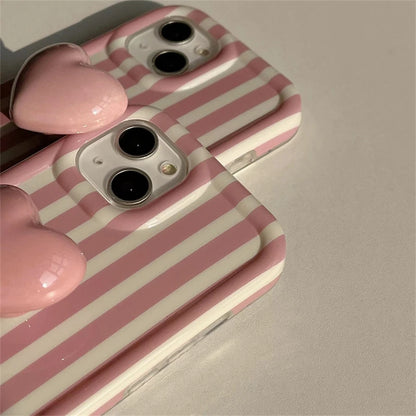 Pink Stripes Case + LoveHeart Stand