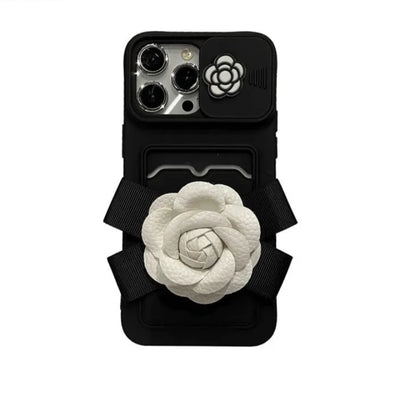 3D Camellia Flower Card Holder Case