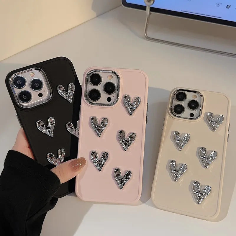 3D Silver LoveHeart Case