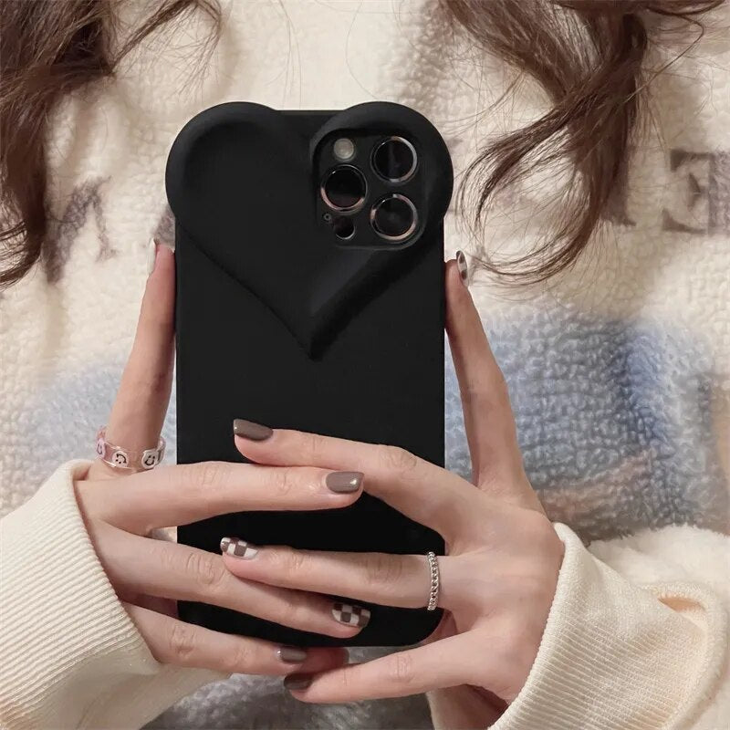 3D Black LoveHeart Case