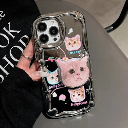 Cats Wavy Mirror Case + Cat Stent