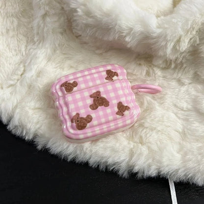 Pink Lattice Bears Airpods Case