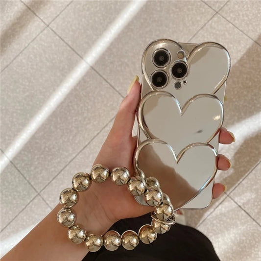 Mirror Overlapping LoveHeart Case + Strap