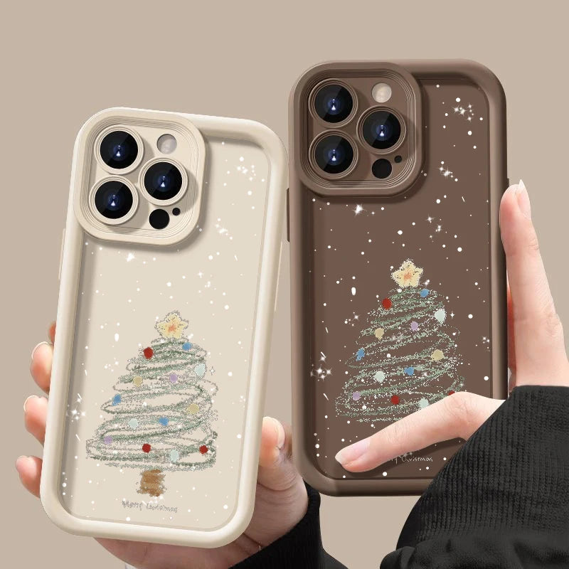 Weiche TPU-iPhone-Hülle mit Weihnachtsbaum-Print