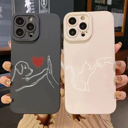 Cat Dog High Five Silicone iPhone Case