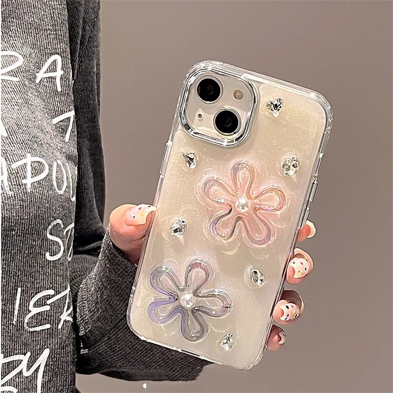 3D Flowers Rhinestone Case