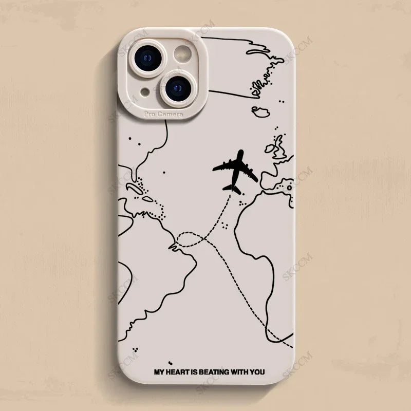 Travel-Inspired Airplane Route iPhone Case