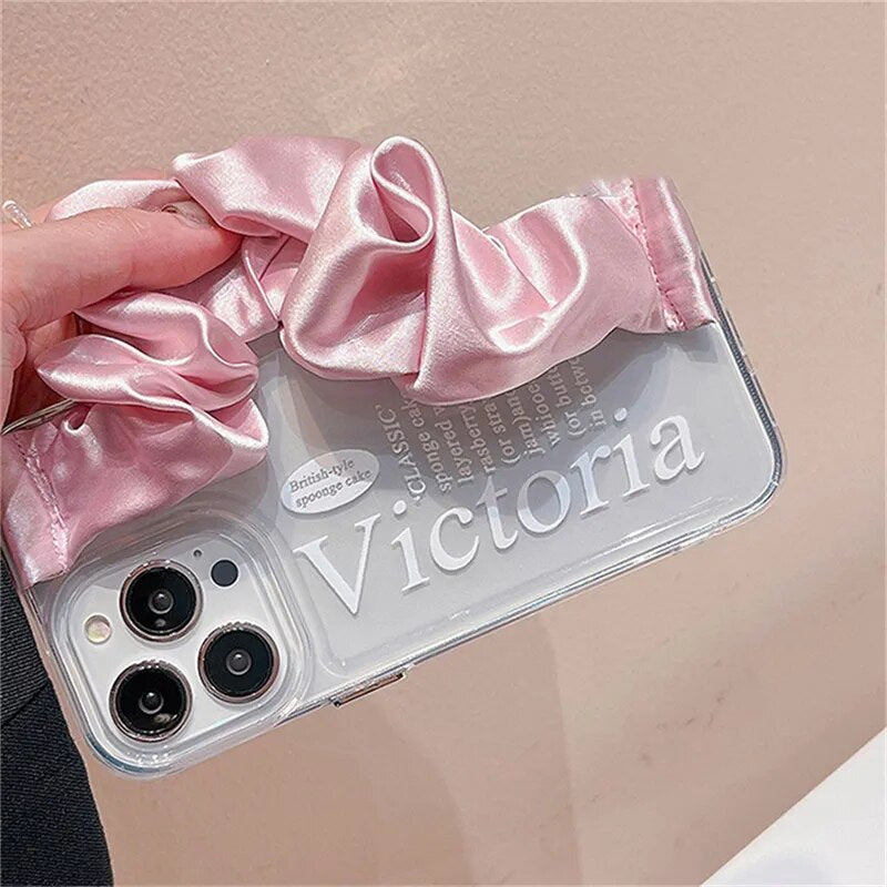 Clear Letter Case + Pink Silk Wristband