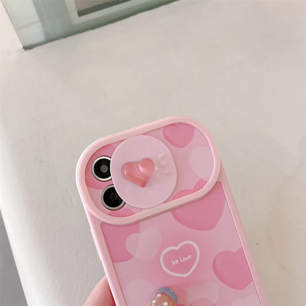 Pink LoveHeart Case + Slide Camera Protection