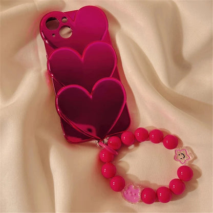 Pink Overlapping LoveHeart Case + Strap