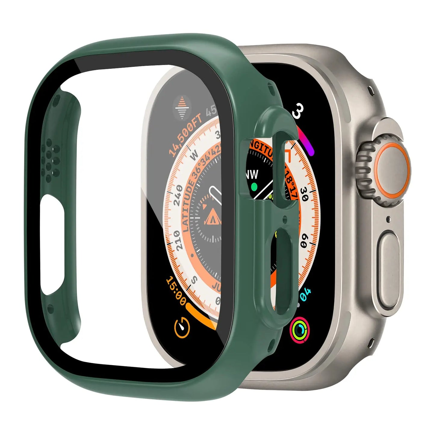 Shockproof PC Case with Tempered Glass for Apple Watch