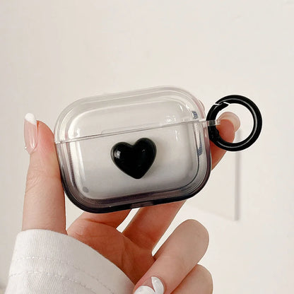 3D schwarze LoveHeart AirPods-Hülle