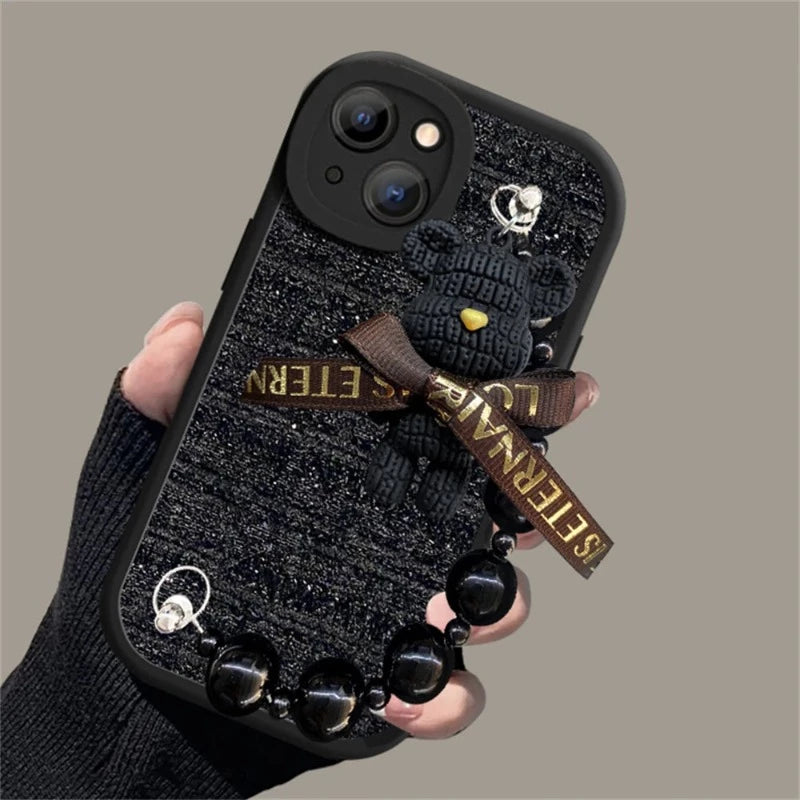 Cute Case + 3D Bear Wrist Strap