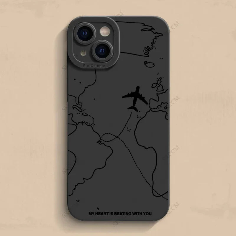 Travel-Inspired Airplane Route iPhone Case