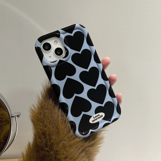 Blue & Black LoveHeart Glossy Case