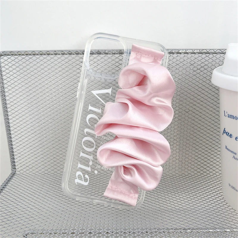 Clear Letter Case + Pink Silk Wristband