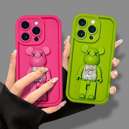 3D Bear Bracket TPU iPhone Case