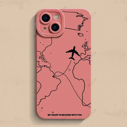 Travel-Inspired Airplane Route iPhone Case