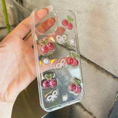 3D Cherries & Pearl Bow Case