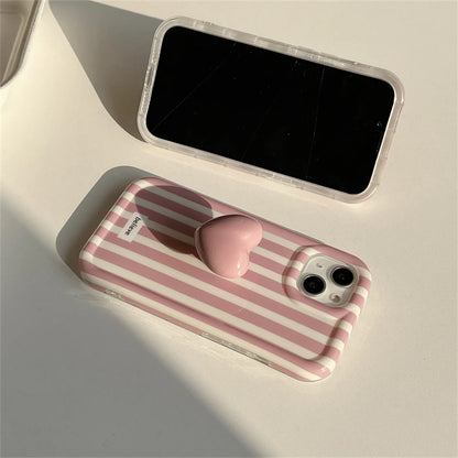 Pink Stripes Case + LoveHeart Stand