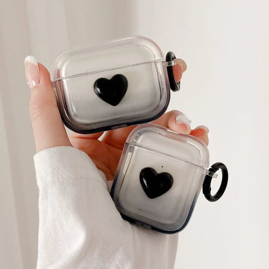 3D Black LoveHeart AirPods Case