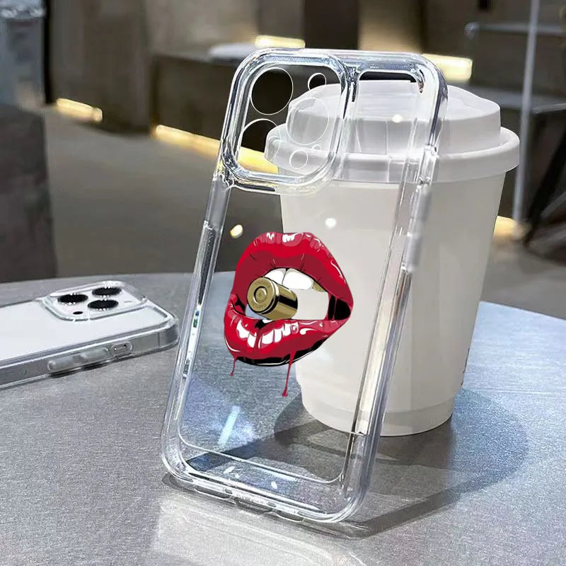 Clear Red Lips Case