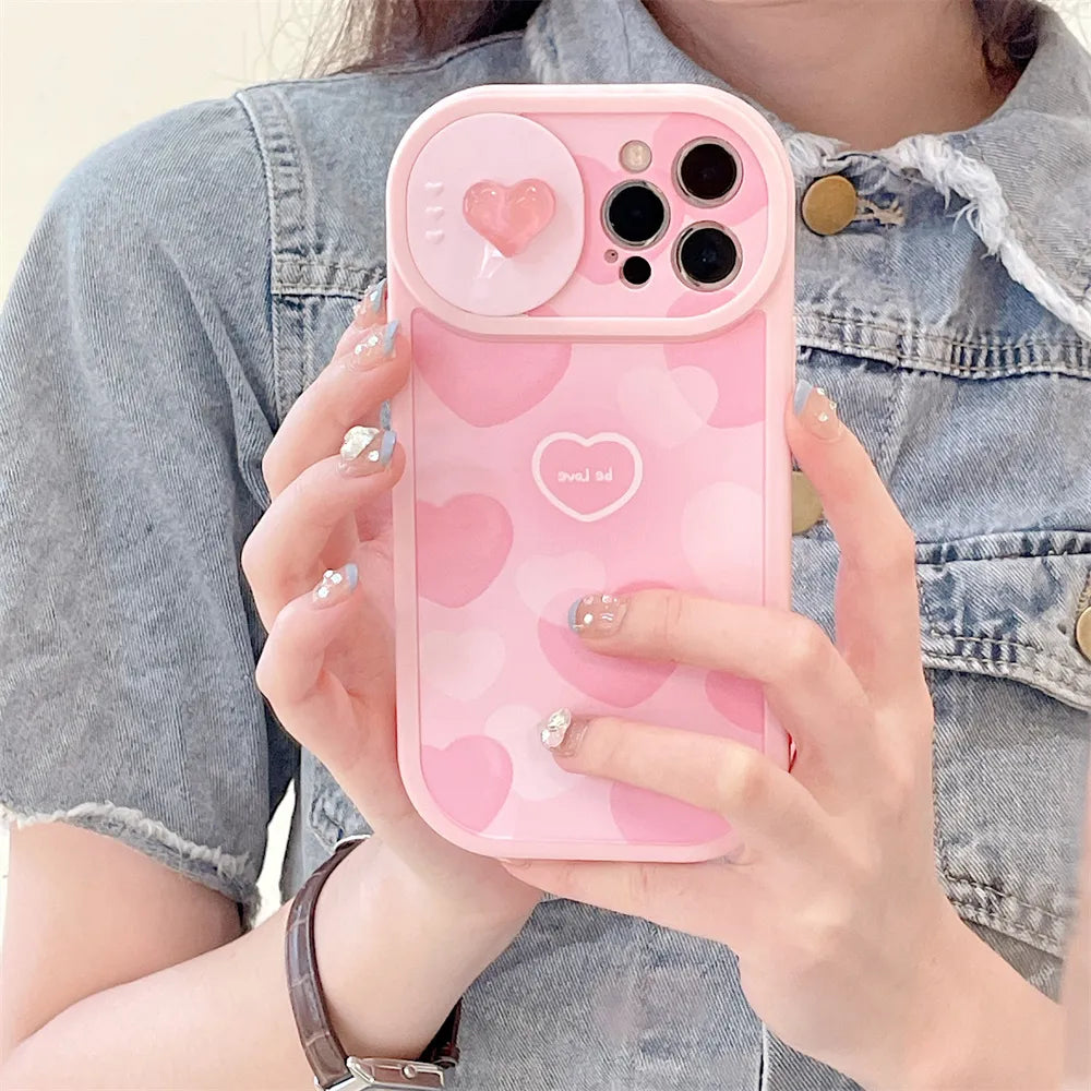 Pink LoveHeart Case + Slide Camera Protection