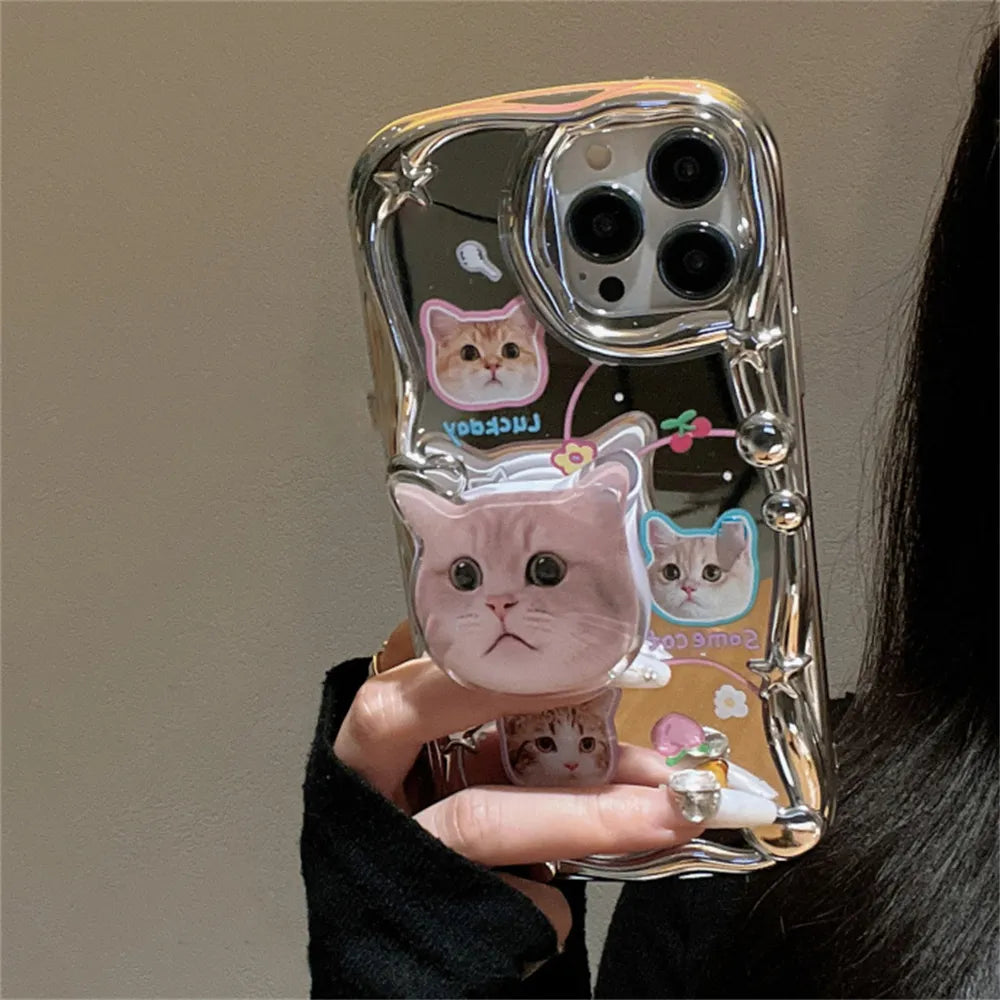 Cats Wavy Mirror Case + Cat Stent