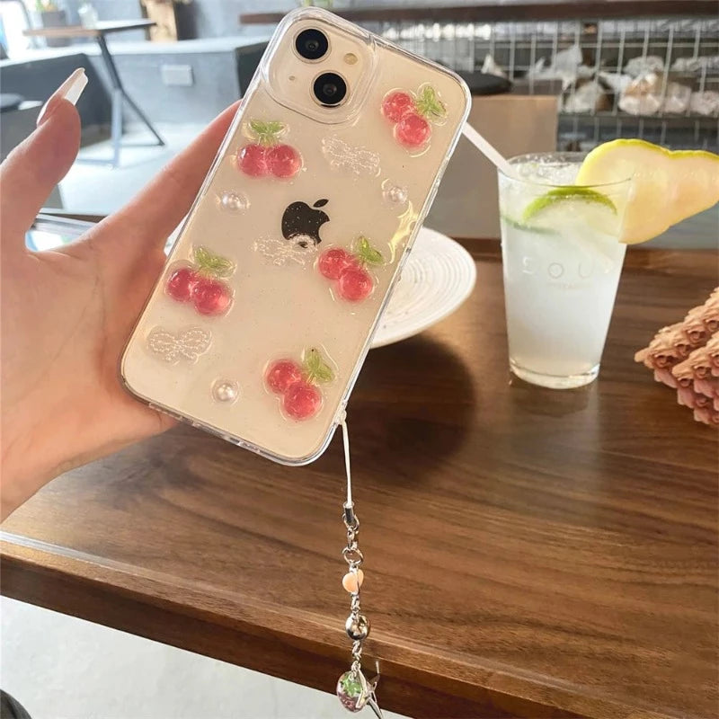 3D Cherries & Pearl Bow Case