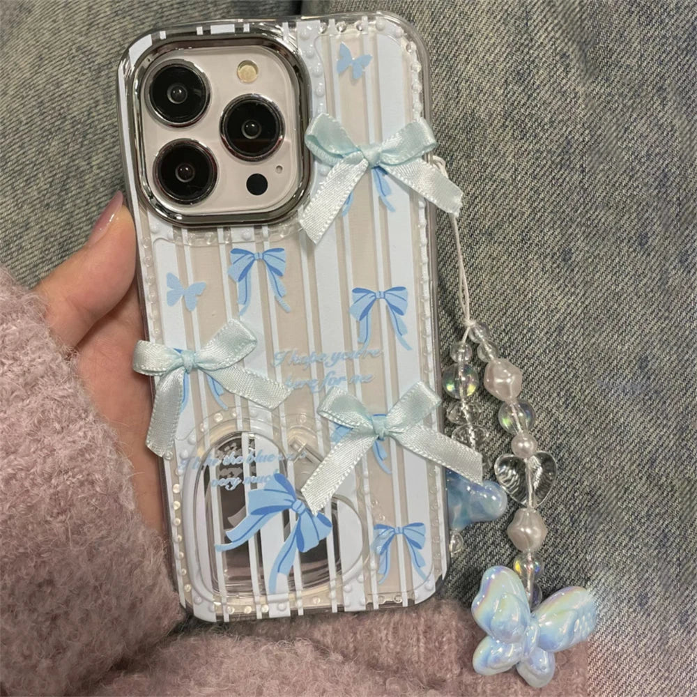 Blue Bows Case +  Butterfly Strap