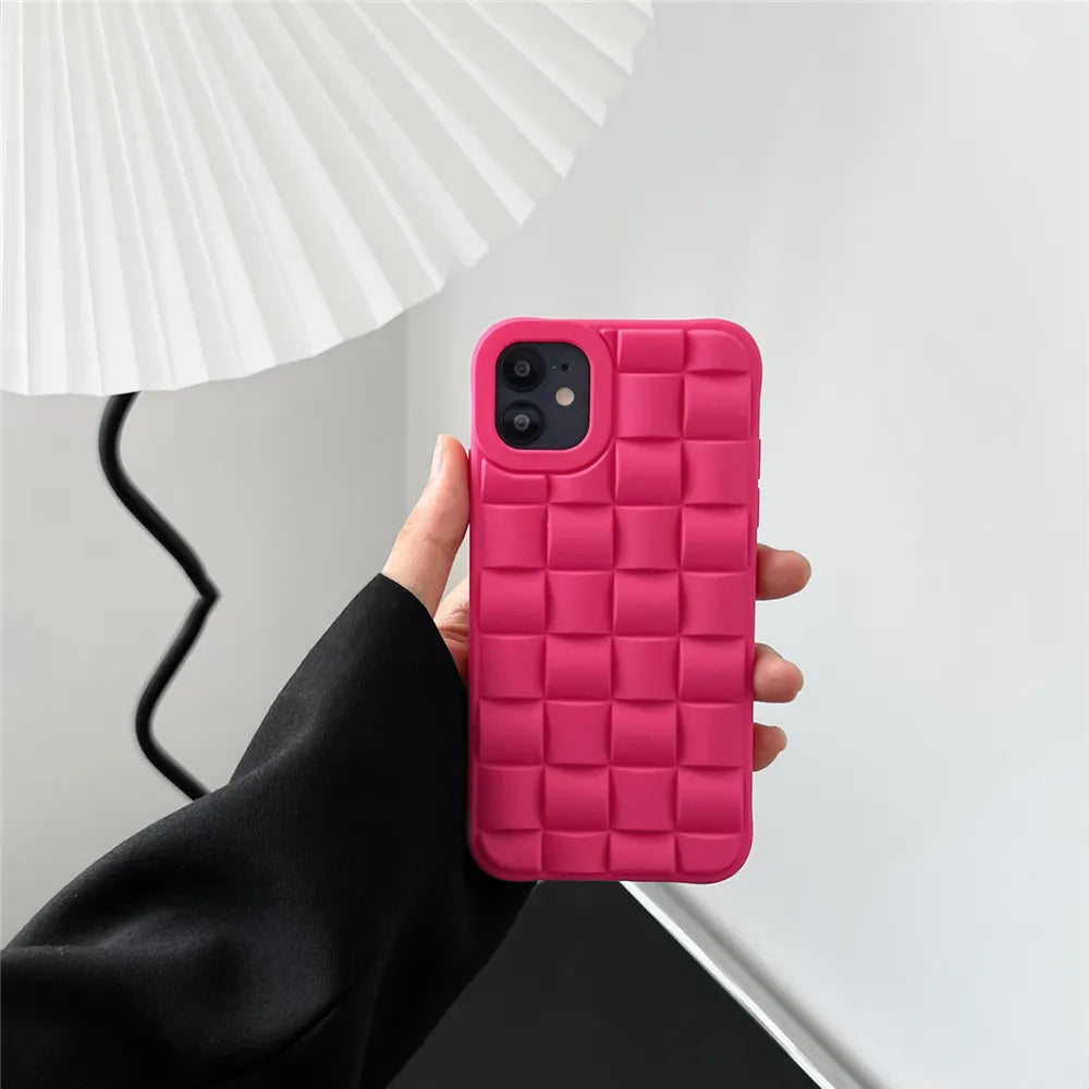 Pink 3D Cube Weave Pattern Case