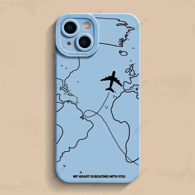 Travel-Inspired Airplane Route iPhone Case